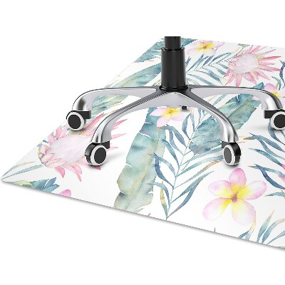 Office chair floor protector Light pink flowers