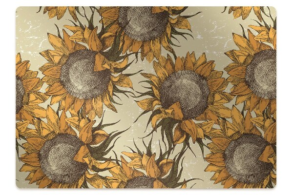 Office chair mat retro Sunflowers