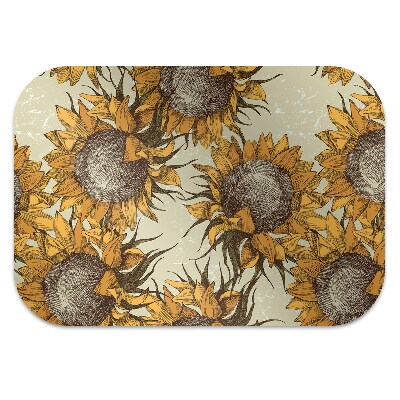 Office chair mat retro Sunflowers