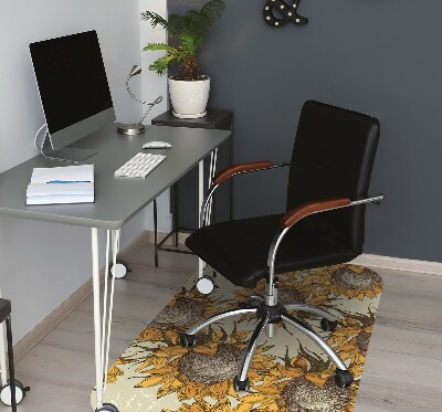 Office chair mat retro Sunflowers