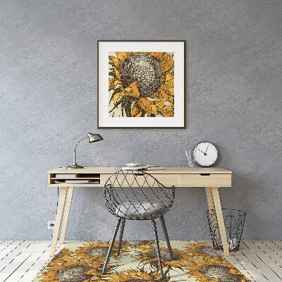 Office chair mat retro Sunflowers