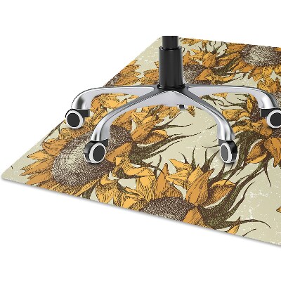 Office chair mat retro Sunflowers