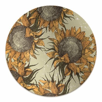 Office chair mat retro Sunflowers