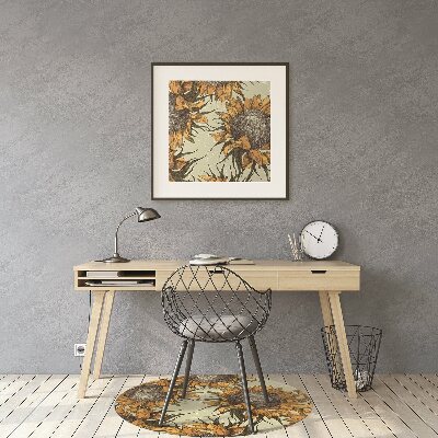 Office chair mat retro Sunflowers