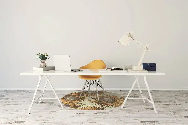 Office chair mat retro Sunflowers
