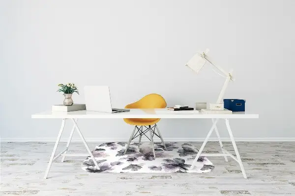 Desk chair mat dark flowers