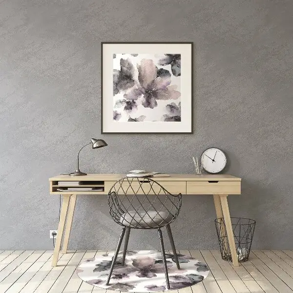Desk chair mat dark flowers