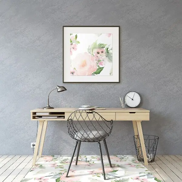 Chair mat floor panels protector pastel flowers