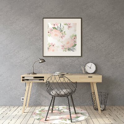 Chair mat floor panels protector pastel flowers