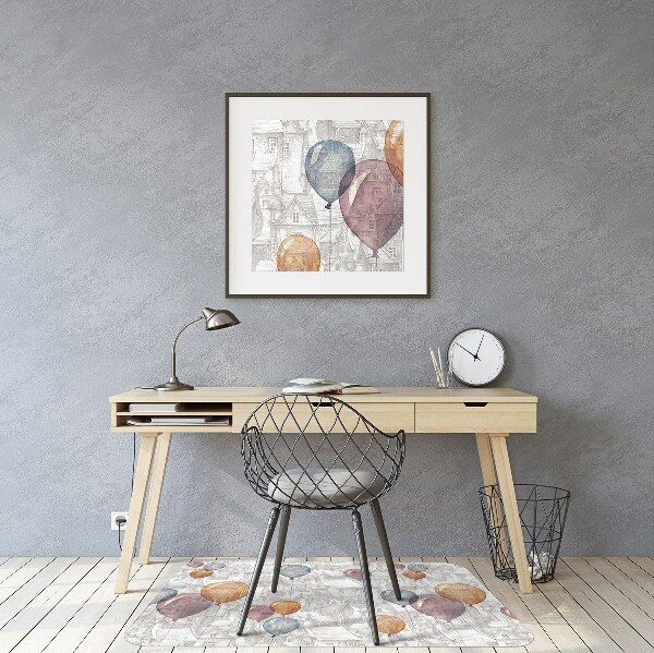 Desk chair mat Balloons and houses