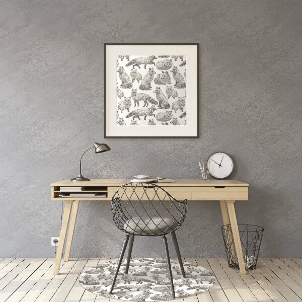 Office chair mat sketched foxes