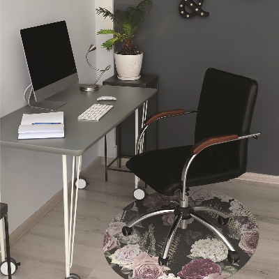 Office chair floor protector romantic flowers