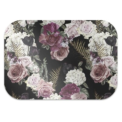 Office chair floor protector romantic flowers