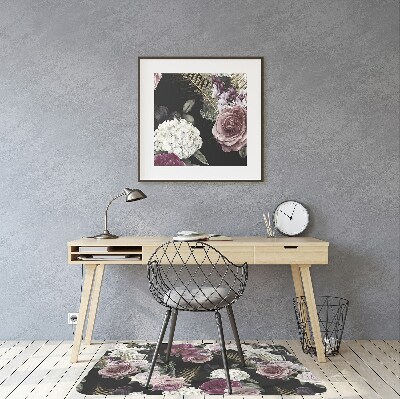 Office chair floor protector romantic flowers