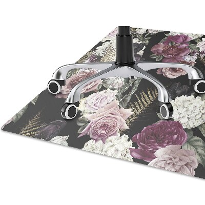 Office chair floor protector romantic flowers