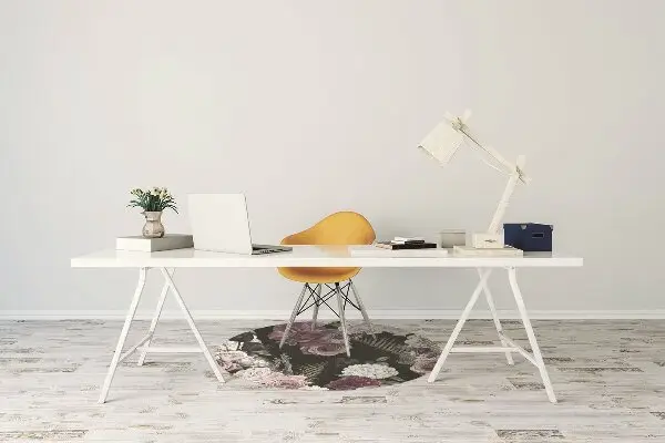 Office chair floor protector romantic flowers