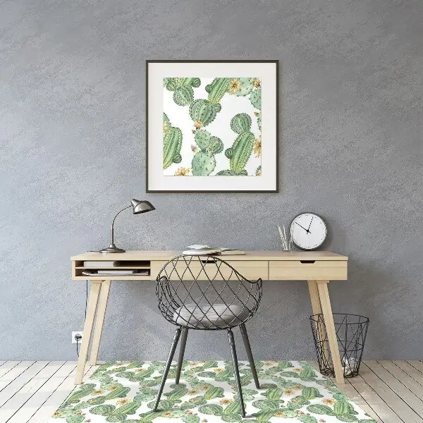 Office chair floor protector Cactus with flowers