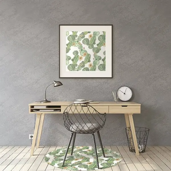 Office chair floor protector Cactus with flowers