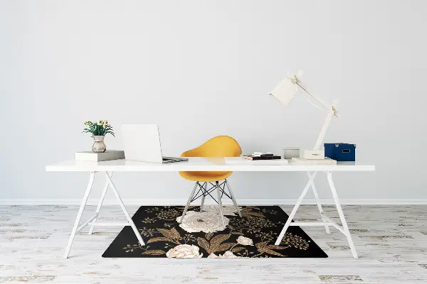 Office chair floor protector Roses in a retro style
