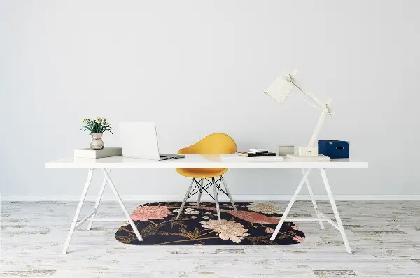 Office chair mat Peony with bird