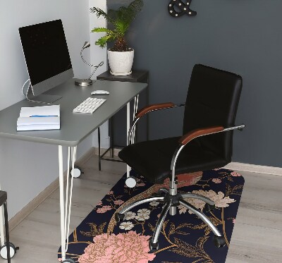 Office chair mat Peony with bird