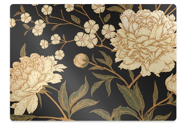 Desk chair mat white peony