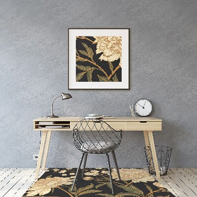 Desk chair mat white peony