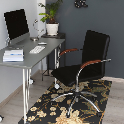 Desk chair mat white peony