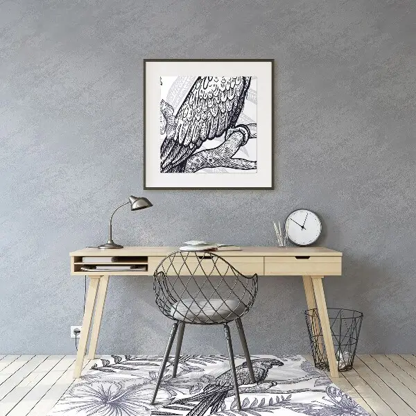 Office chair mat Sketching parrot