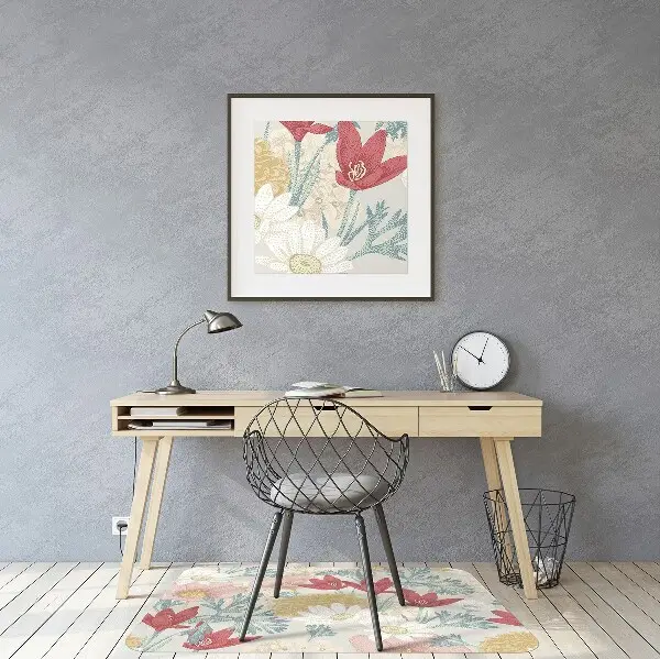Office chair mat Spring flowers