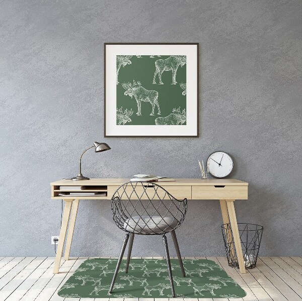 Office chair mat Elk on a green background