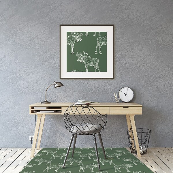 Office chair mat Elk on a green background