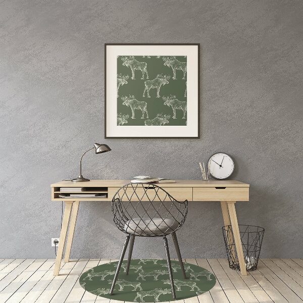 Office chair mat Elk on a green background
