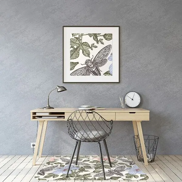 Computer chair mat Butterflies among the flowers