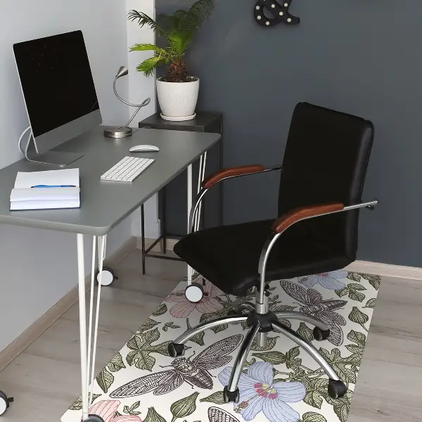 Computer chair mat Butterflies among the flowers