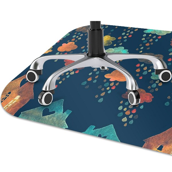 Desk chair mat colorful houses