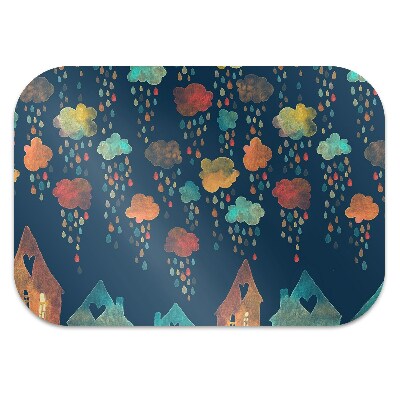 Desk chair mat colorful houses