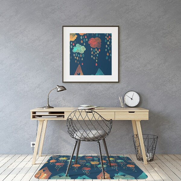 Desk chair mat colorful houses