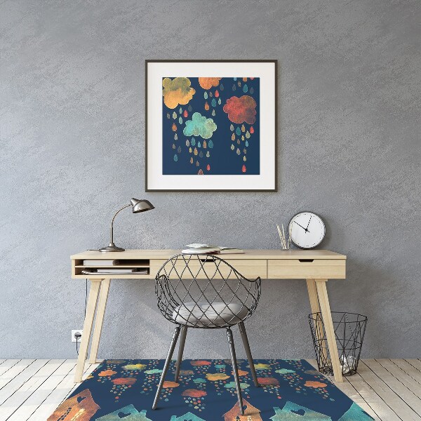 Desk chair mat colorful houses