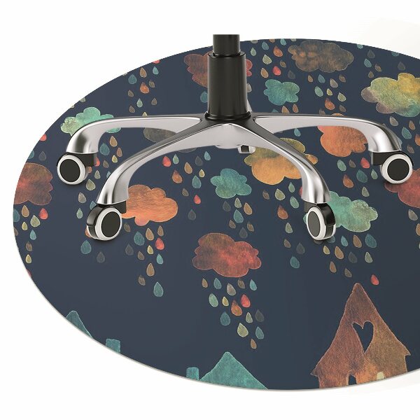 Desk chair mat colorful houses