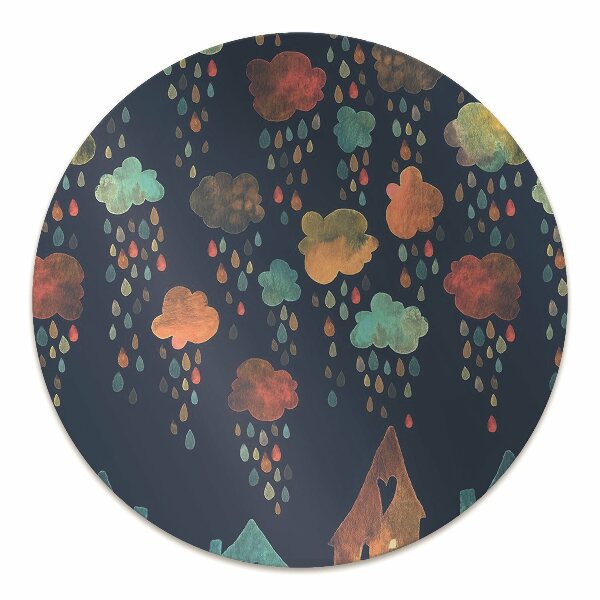 Desk chair mat colorful houses
