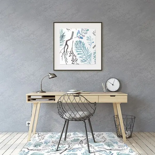 Chair mat floor panels protector Leaves and branches