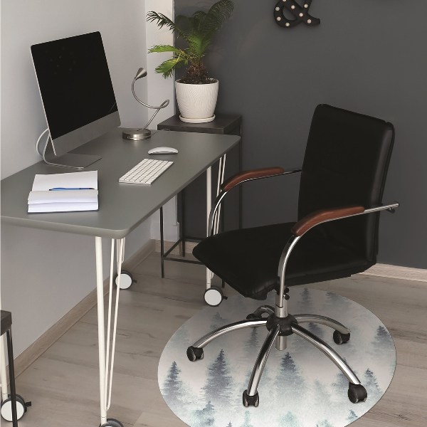 Desk chair mat misty forest
