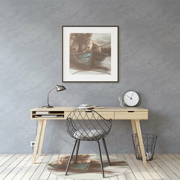 Office chair floor protector Bear in the boat