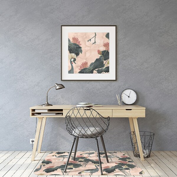 Chair mat floor panels protector Chinese cranes