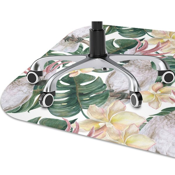 Office chair mat tropical parrots