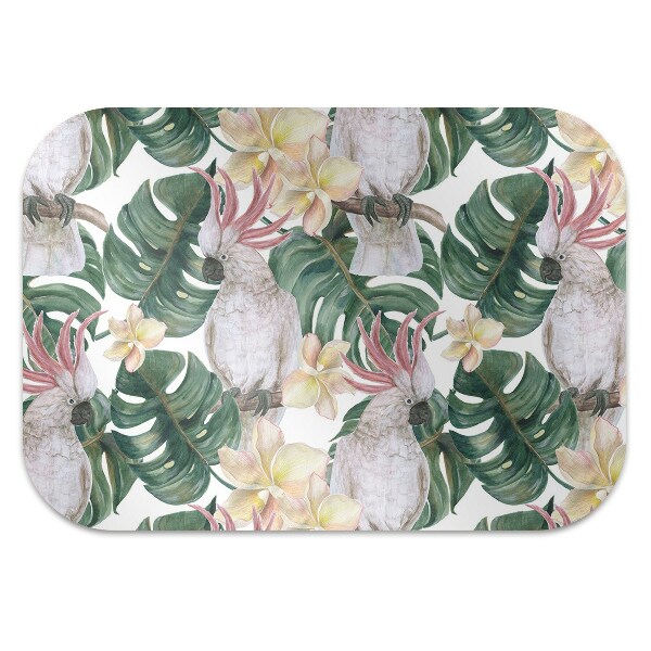 Office chair mat tropical parrots
