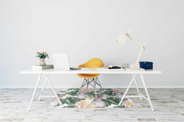 Office chair mat tropical parrots