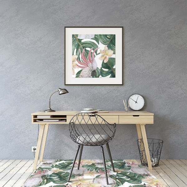 Office chair mat tropical parrots