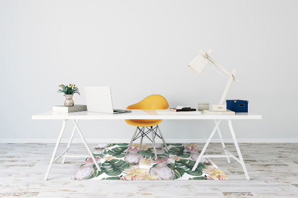 Office chair mat tropical parrots